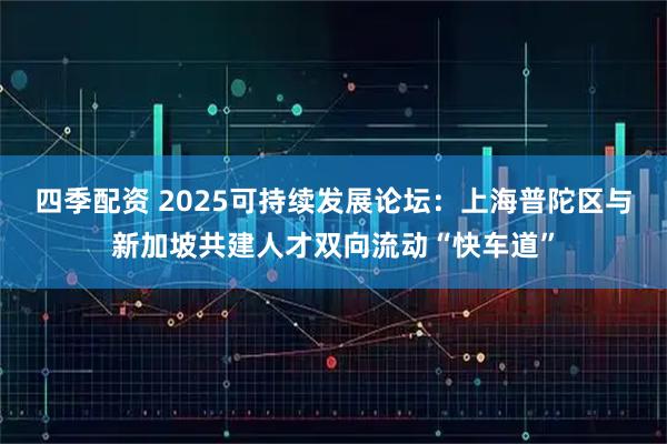 四季配资 2025可持续发展论坛：上海普陀区与新加坡共建人才双向流动“快车道”