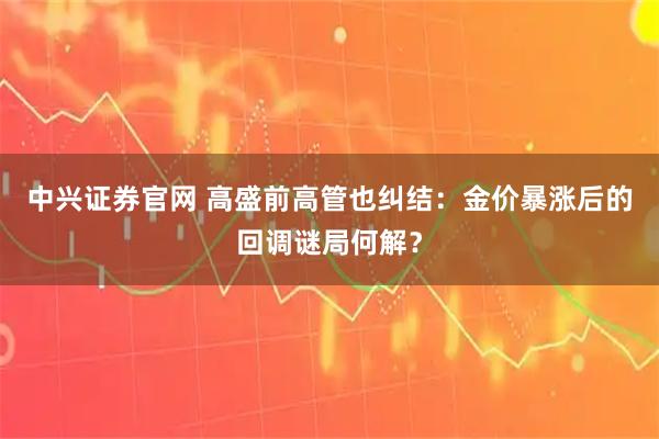 中兴证券官网 高盛前高管也纠结：金价暴涨后的回调谜局何解？